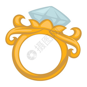 订婚戒指Baroque风格的订婚戒指与珠宝首饰或钻石载体金首饰建议的孤立从犯象征珠宝首饰与石古老的遗迹家族新娘和郎夫妻的订婚戒指插画
