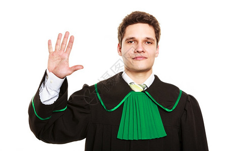年轻律师佩戴抛光图加手印五根指5举五五指在空中上图片