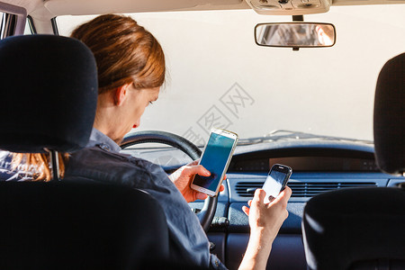 车辆许可证开车玩手机交通安全概念背景