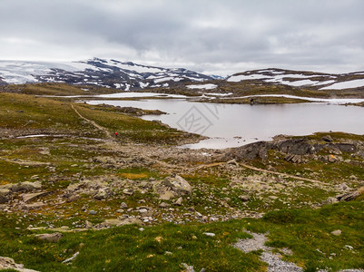 佐敦海门挪威夏季山地景观旅游色5号Sognefjellet公路空中视图山地景观挪威旅游色5号Songnefjellet公路背景