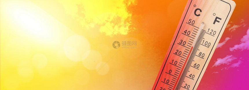 热温度计显示天空的温度是热夏天图片