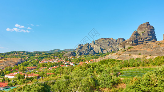 希腊Thessaly的一个小村庄图片