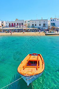 希腊米科诺斯老港的划船希腊风景图片