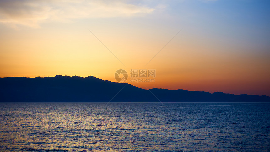 希腊克里特岛海岸日落希腊图片