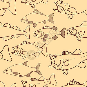 卡通鱼类元素矢量背景图片