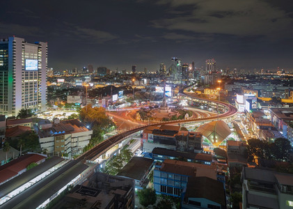 曼谷胜利纪念碑的空中景象背景图片
