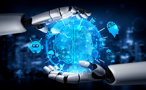仿生学3D进行人工智能AI机器人和开发研究为生活者的未来服务数字据挖掘和计算机大脑的器学习技术设计背景