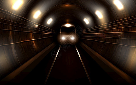 地下地铁隧道地下交通现代化铁路插画