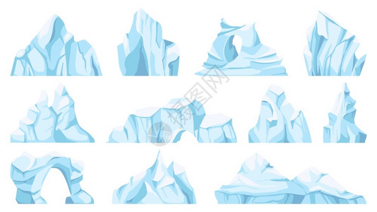 冰墙和漂流冰冰山图集插画