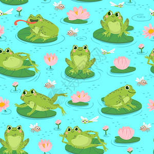 青蛙纹理湖中的青蛙图集插画