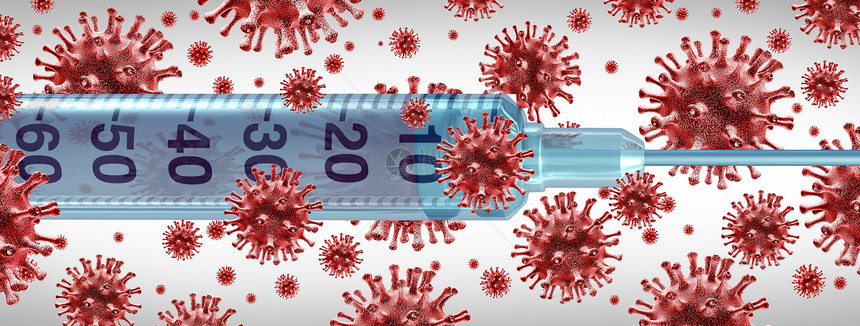 作为注射针疫苗和一组传染病原体细胞的毒疫苗和流感或冠状医疗治疾控制以及一组传染病原体细胞作为用3D图解研究治疗方法的保健比喻图片