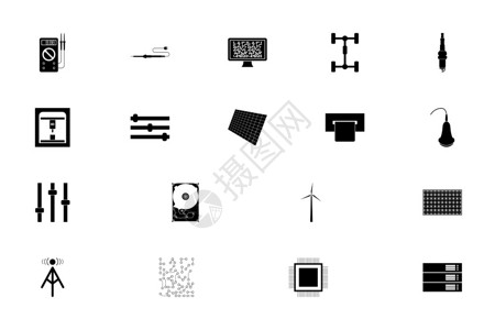 工业电子黑色集固态矢量说明黑色集固态图像图片