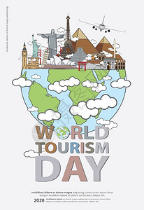 救赎世界旅游日海报设计模板插画