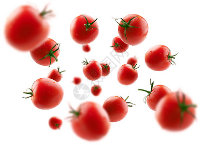 红西番茄在白背景上浮高清图片