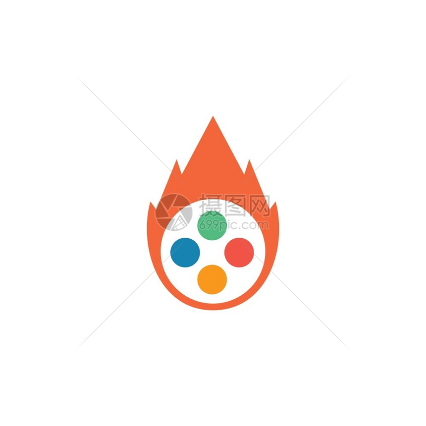 燃烧游戏按钮控制器图标矢量说明设计图片