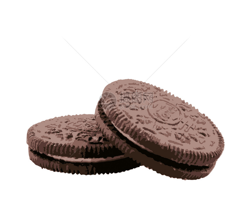 巧克力饼干在白色上被孤立图片