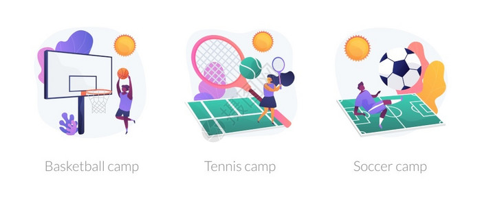 网球培训职业运动员培训课程矢量插画插画