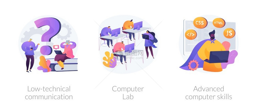 低技术通信计算机实验室先进技能信息术学习老年人用具实验室抽象比喻计算机技能要求抽象概念图片
