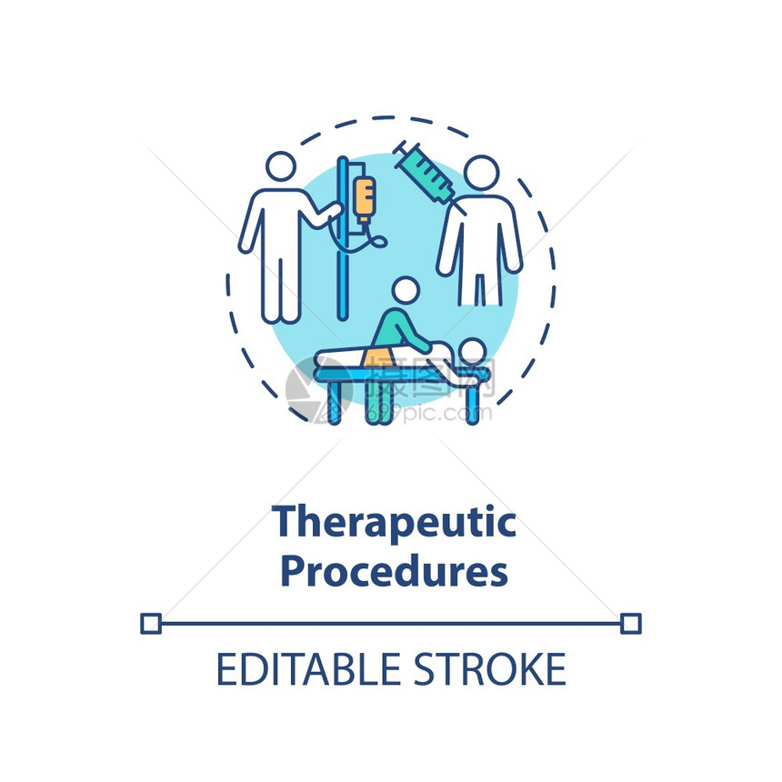 治疗程序概念图标医疗服务疾病治概念细线插图治疗注射和理病媒孤立大纲RGB彩色绘图可编辑的中风治疗程序概念图标图片