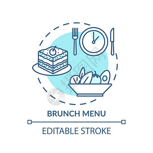 brunchBrunch菜单概念图标早点零食后中日餐厅提供liteakuter菜单想法薄线插图矢量孤立大纲RGB彩色绘图可编辑中风菜单概念图插画