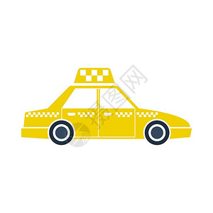 出租车汽图标平面彩色设计矢量说明图片
