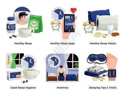 健康睡眠装饰图标集图片