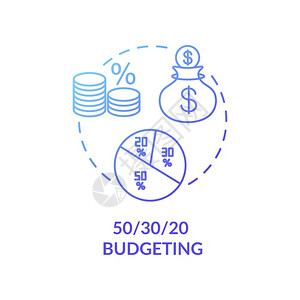 预算编制概念图标金钱分割概念未来最佳储蓄战略商业收入预期富裕生活理念细线插图矢量孤立的大纲RGB颜色绘图插画