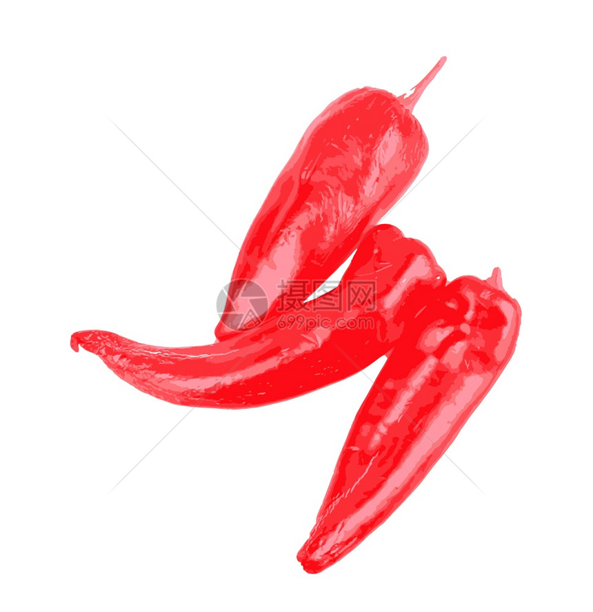 红辣椒白色背景辣椒广泛用于多种烹饪图片