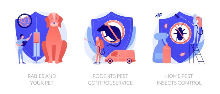 驱避性动物抗狂犬病疫苗家庭消毒设备狂犬病和宠物鼠虫害防治服务家虫控制比喻病媒孤立概念比喻图寄生虫保护病媒概念比喻寄生虫保护病媒概念插画