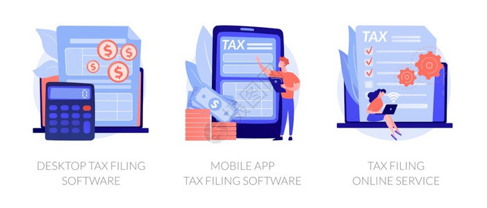 申报程序简单告税务网站桌面申报软件移动应用程序税申报软件备案在线服务隐喻矢量孤立概念比喻插图桌面税申报软件矢量概念隐喻插画