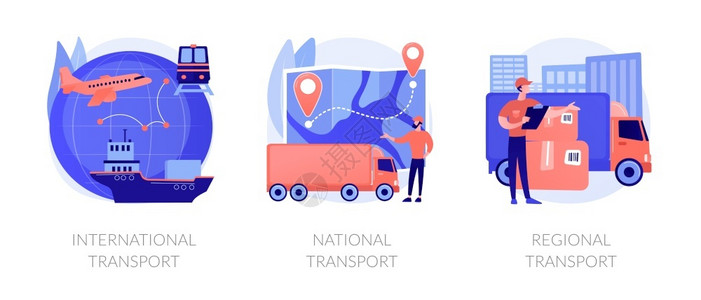 产品概念图飞机和卡车国际输家区域概念图插画