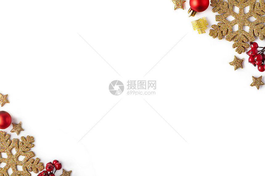 白色背景的圣诞节复制空间冬季假日新年圣诞节组成图片