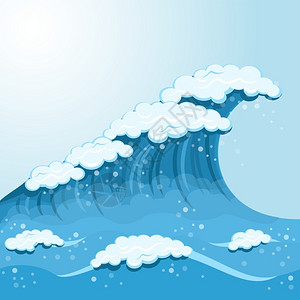 波浪海洋矢量插画图片