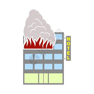 火灾图标酒店火灾矢量卡通图标插画