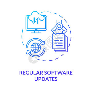 稳定图标常规软件更新概念图标安全漏洞修补概念的细线插图计算机错误发现软件稳定改善矢量孤立大纲RGB颜色绘图常规软件更新概念图标插画