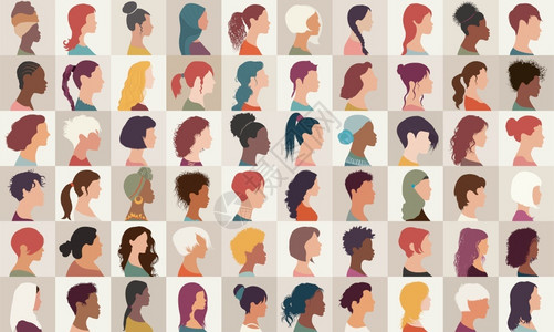 妇女头像素材阿凡达将多种族样妇女和童的肖像收集组与世隔绝亚裔非洲美国人高加索裔阿拉伯女背景