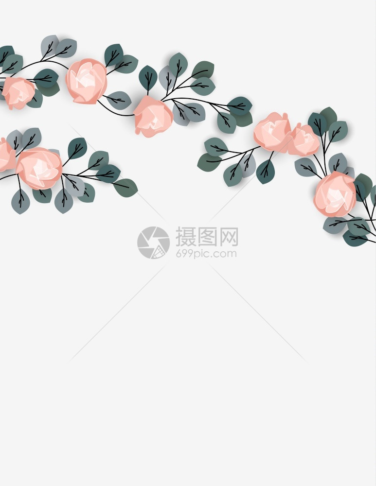 玫瑰花朵矢量插图背景图片