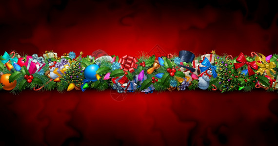 圣诞和新年装饰传统冬季假日以红色为3D制成图片