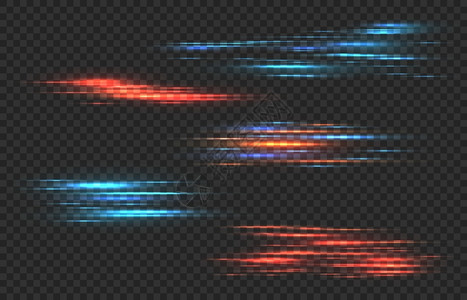 光条纹水平红色和蓝闪光线数据连接图高清图片