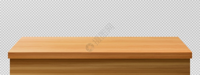 木桌前景面视图棕色木质表面的绿反以透明背景与隔开的反转餐桌或平板纹理现实的3D矢量模拟木桌前景旧的面视图背景图片