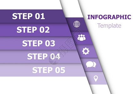 配有5个库存矢量的紫色人口图设计模板图片