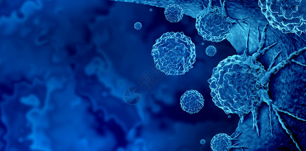 癌症的爆发和人体恶性癌症细胞的治疗,由致癌和遗传学引起的,癌症细胞作为免疫疗法的象征,3D医学治疗。背景图片