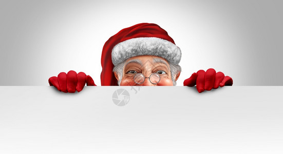 圣诞老人拿着标语复制空间作为圣诞节的标志3D插图元素图片