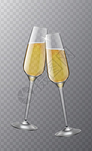 香槟气泡两杯香槟圣诞面包生日和婚礼的庆祝三杯葡萄酒切贴现实的三杯葡萄酒新年派对向量在透明背景概念下被孤立两杯香槟圣和婚礼的庆祝新年向量在插画