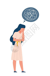 磁感线抑郁女焦虑消极情绪插画