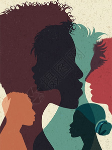 多样族裔和种人民海报由不同文化的男女组成侧影概况种族平等和反对主义的概念多文化社会图片