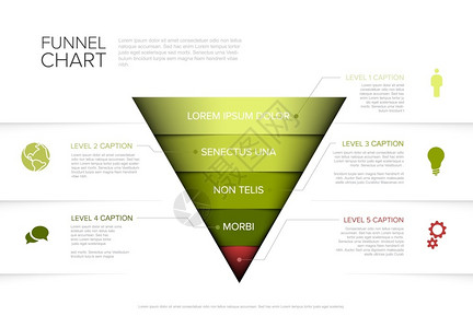含有描述的矢量5级层漏斗模板光背景的反向金字塔模板矢量信息流层模板插画