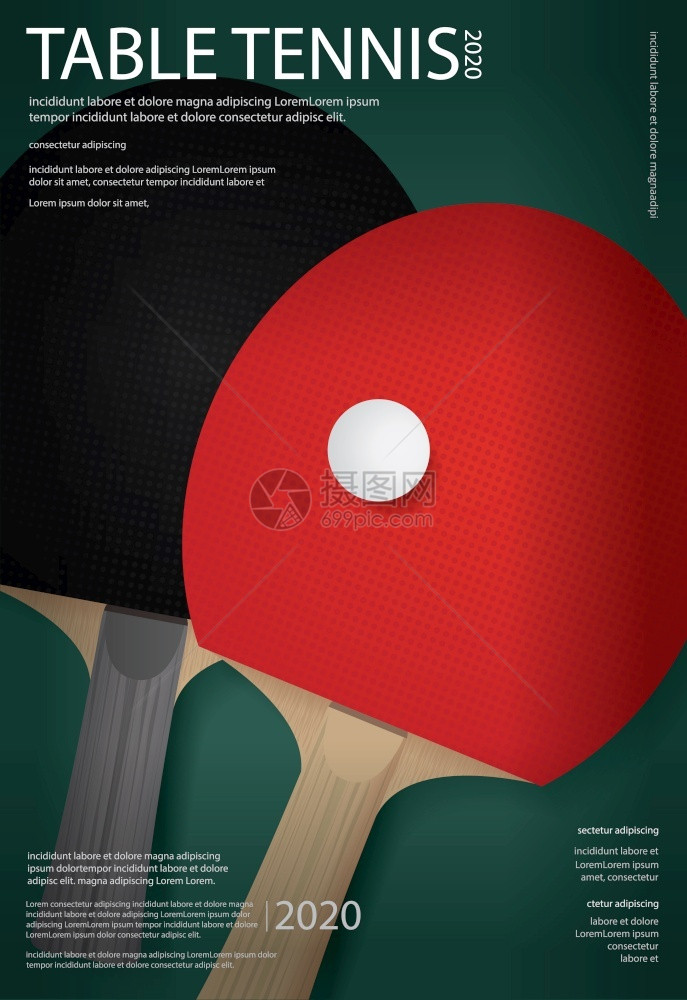 Pingpong桌网球海报模板矢量插图图片
