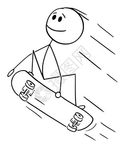矢量卡通插图描绘男人孩滑板者或在上跳或玩花招滑板矢量卡通说明滑板者斯卡特人男子或孩在滑板上玩花样或插画
