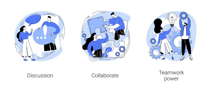 提出意见有效的团队工作抽象概念矢量说明集讨论协作团队工能力意见分享集思广益企业网站目标实现抽象隐喻插画